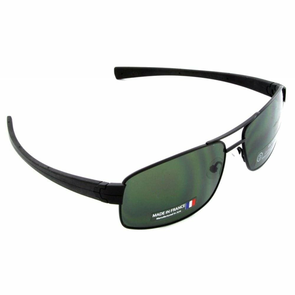 TAG Heuer 0255-301 LRS Black Rectangular Polarized Green Lens Sunglasses 660255301621603