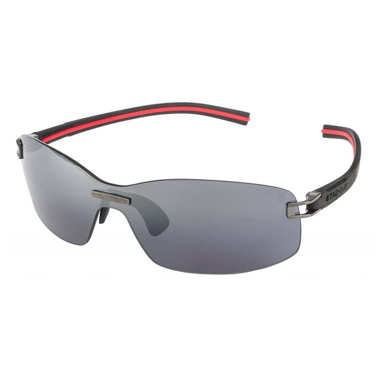 TAG Heuer 7671-106 Track S Black Red Rectangular Grey Outdoor Lens Sunglasses 667671106670003