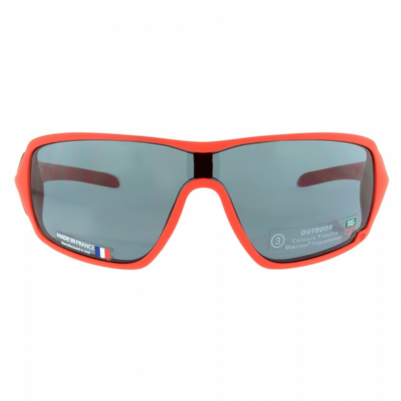 TAG Heuer 9201-107 Racer Red Shield Grey Lens Wrap Sunglasses 66920110768003