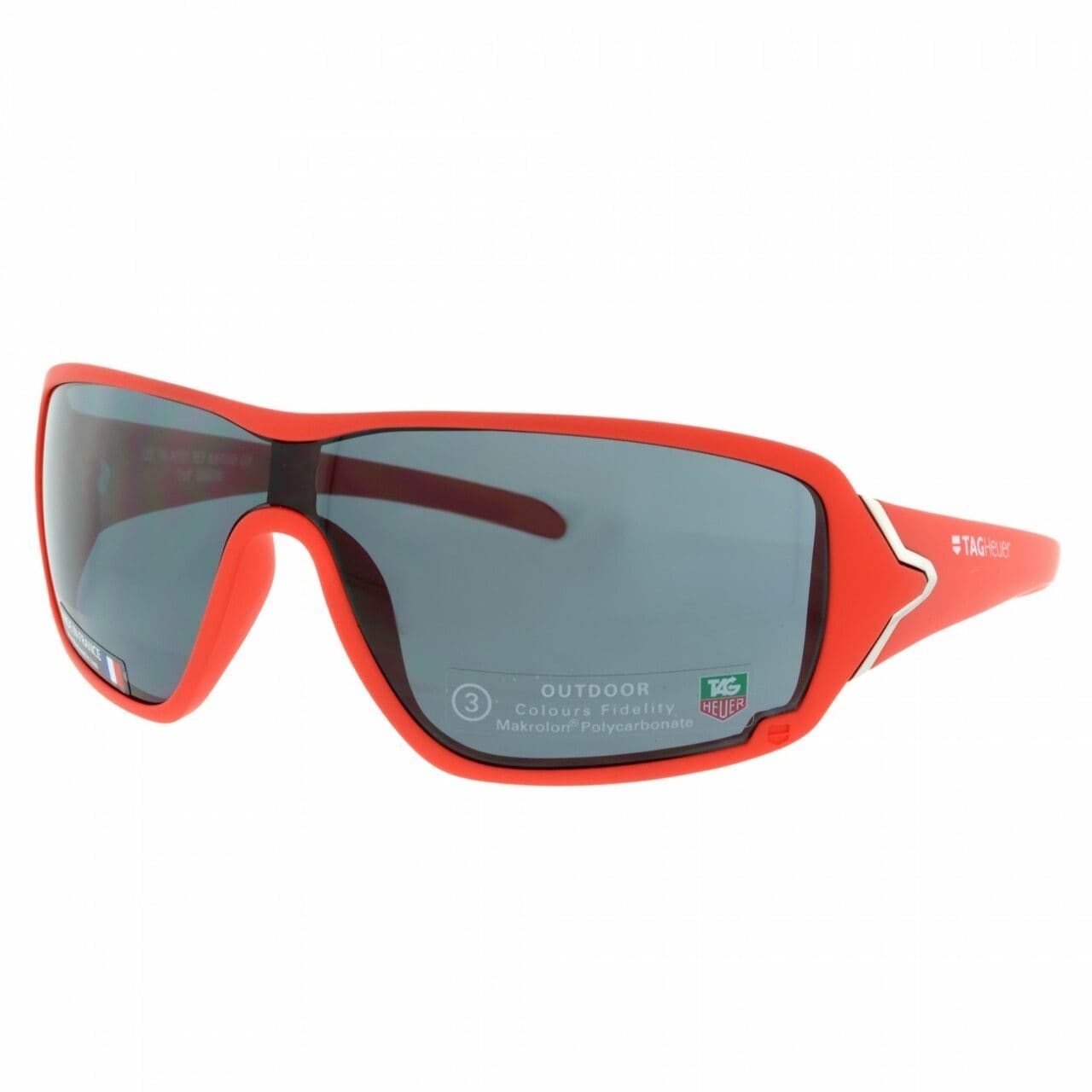 TAG Heuer 9201-107 Racer Red Shield Grey Lens Wrap Sunglasses 66920110768003