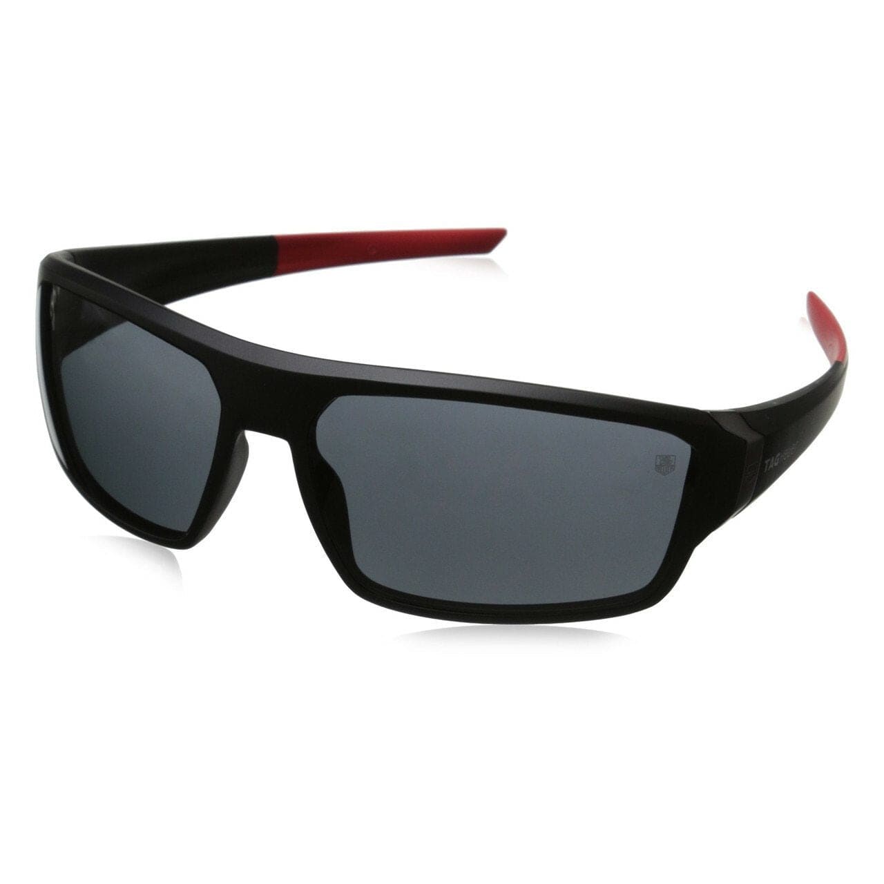 TAG Heuer 9222 101 Racer 2 Matte Black/Red Wraparound Plastic Sunglasses Grey Outdoor Lenses 669222101691503