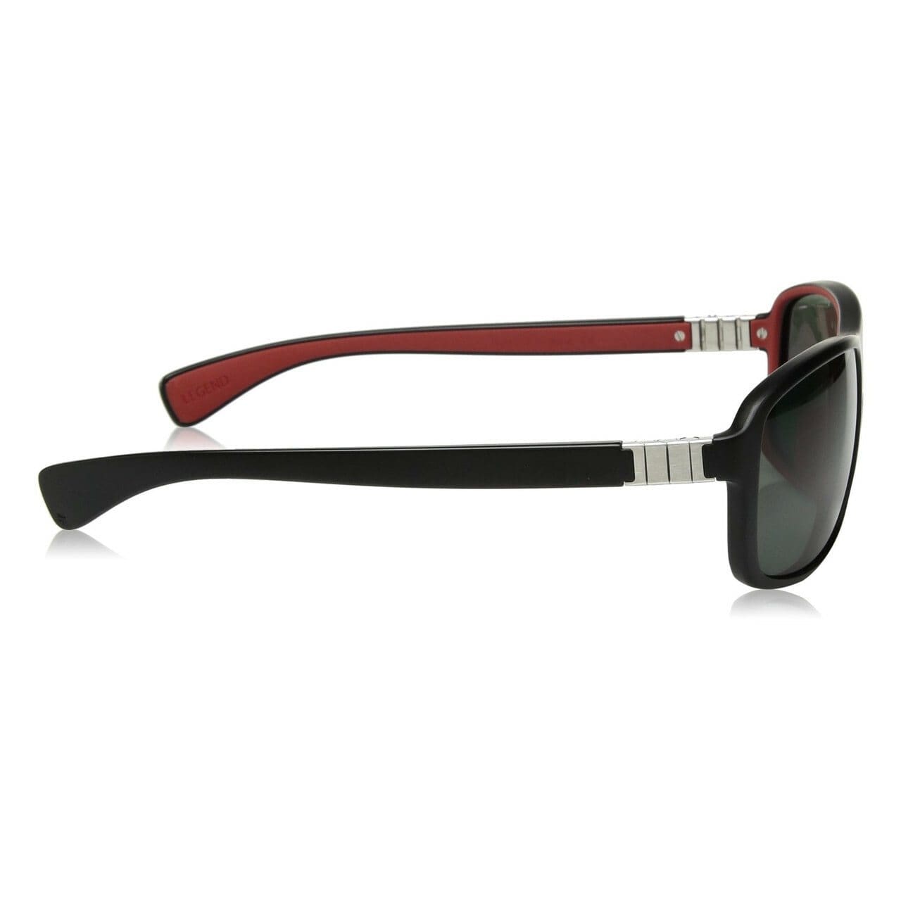 TAG Heuer 9302 102 Legend Black/Red Full Rim Square Sunglasses with Grey Lens 669302102631303