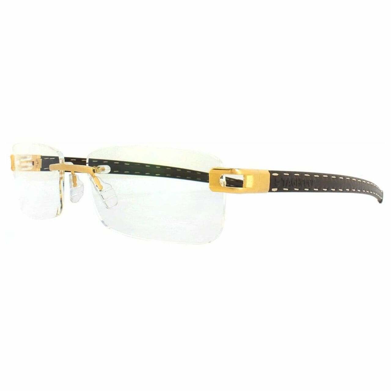 TAG Heuer Men's L-Type T 0152 003 Gold Brown Praline Leather Eyeglasses Frames 66015200358170 0751105383788