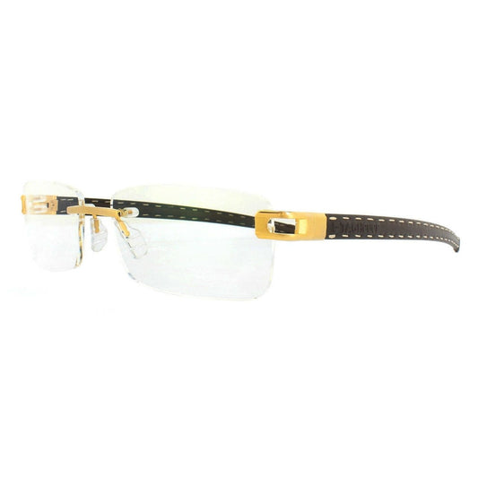 TAG Heuer Men's L-Type T 0153 003 Gold Brown Praline Leather Eyeglasses Frames 66015300358170