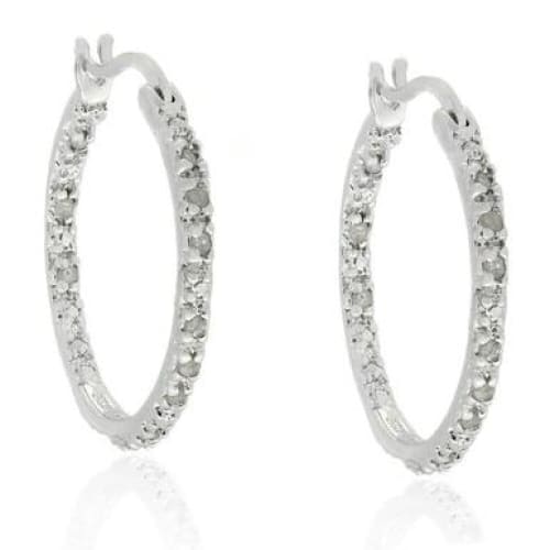 TDW 0.25 ct. Diamond Sterling Silver Hoop Earrings - Jewelry