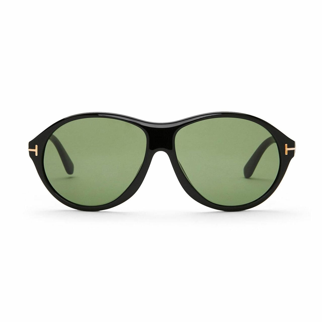 Tom Ford TF398-01N Tyler Black Oval Plastic Green Lens Men's Sunglasses 664689656028