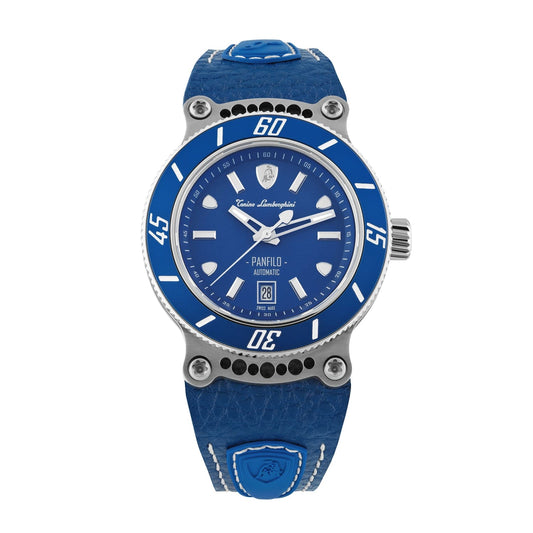 Tonino Lamborghini Men’s ’PANFILO’ Blue Dial Blue Leather 