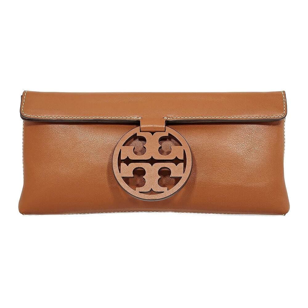 Tory Burch Miller Aged Camello Smooth Leather Clutch TB 56267-268 192485194302