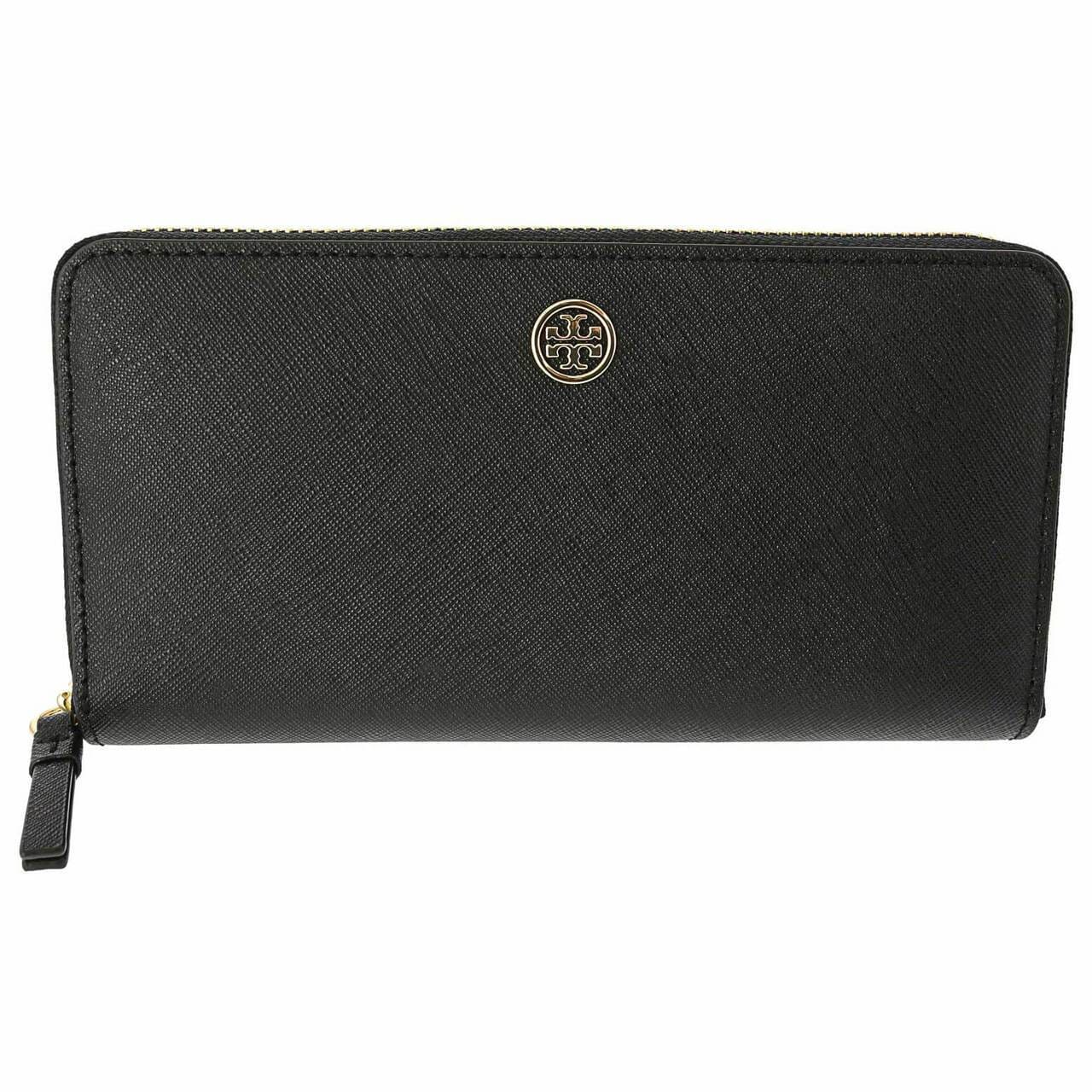 Tory Burch Robinson Zip Continental Black Leather Wallet TB 54448-001 192485105797