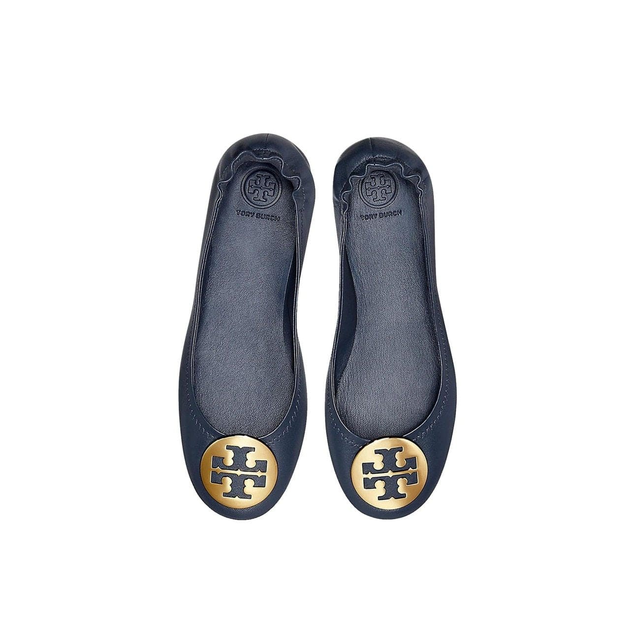 Tory Burch TB 50393-401 Ink Navy/Gold Minnie Travel With Logo Ballet Flats