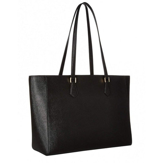 Tory Burch Women’s Robinson Black Textured Leather Tote Bag 