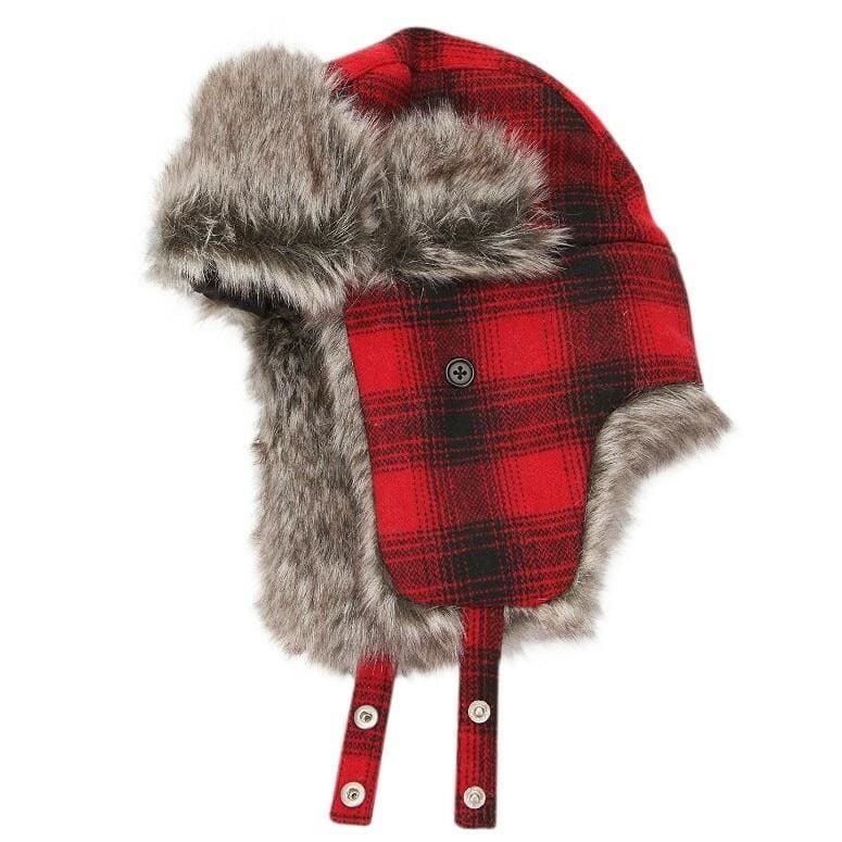 Urban Outfitters Wool & Faux Fur Buffalo Plaid Winter Trapper Aviator Hat