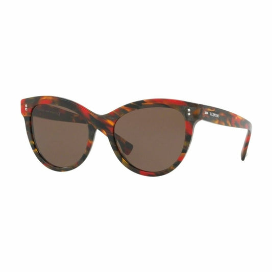 Valentino VA4013-5040/73 Striped Red Brown Cat Eye Brown Lens Women's Sunglasses 8053672737530