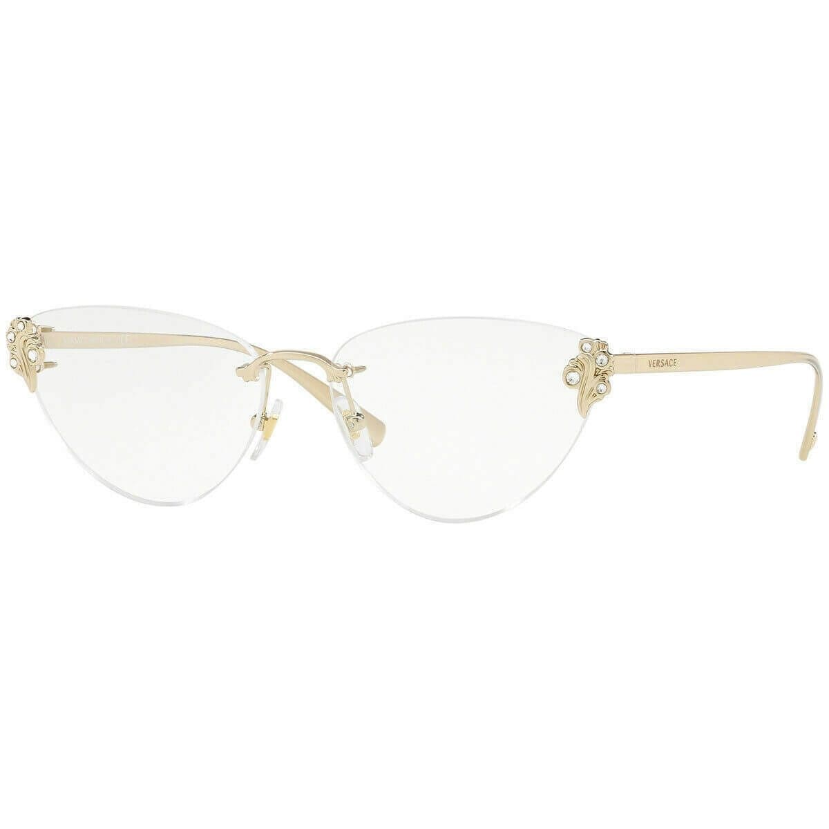 Versace VE1254B-1252 Pale Gold Cat-Eye Women's Metal Frame Rimless Eyeglasses 8053672889635