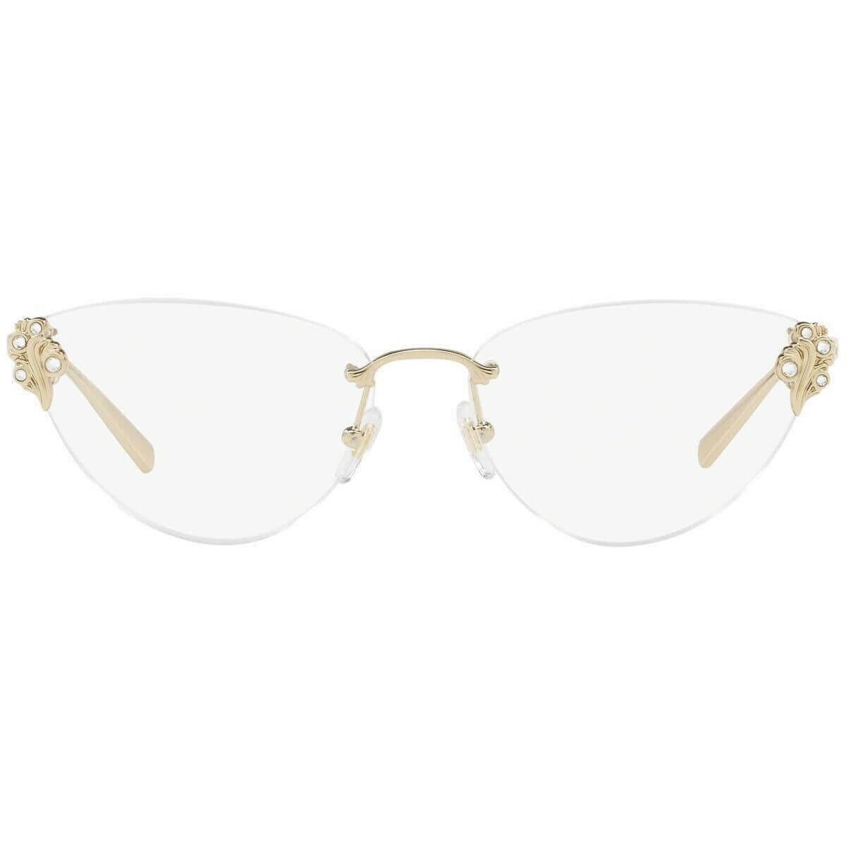Versace VE1254B-1252 Pale Gold Cat-Eye Women's Metal Frame Rimless Eyeglasses 8053672889635