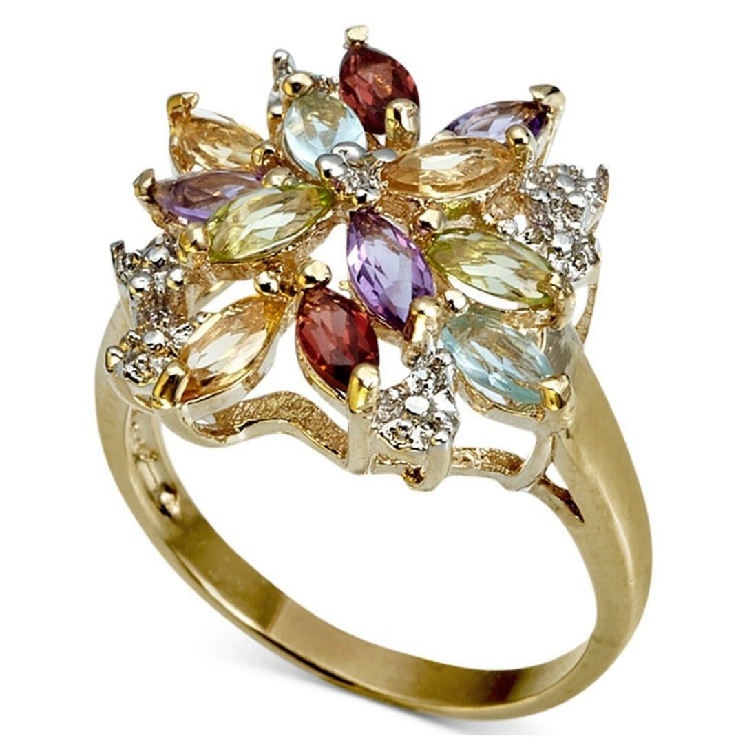 Victoria Townsend Gold Multistone Cluster Sterling Silver Ring