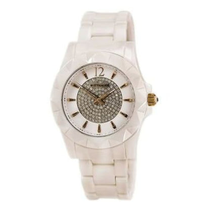 Wittnauer WN4014 White Ceramic Crystal Pave Dial Women’s 