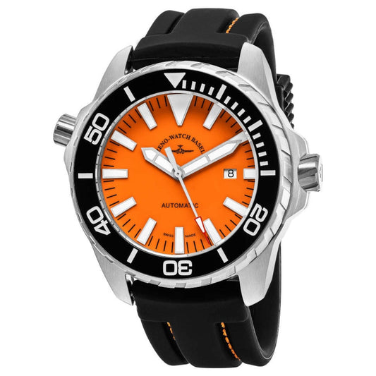 Zeno 6603-2824-A5 Men’s ’Divers’ Orange Dial Black Rubber 