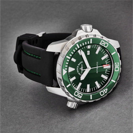 Zeno 6603-2824-A8 Men’s ’Divers’ Green Dial Black Rubber 