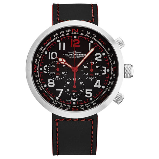 Zeno B560-A17 Men’s ’Rondo’ Chronograph Black Dial Black/Red