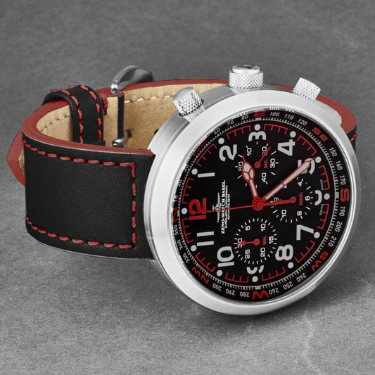 Zeno B560-A17 Men’s ’Rondo’ Chronograph Black Dial Black/Red