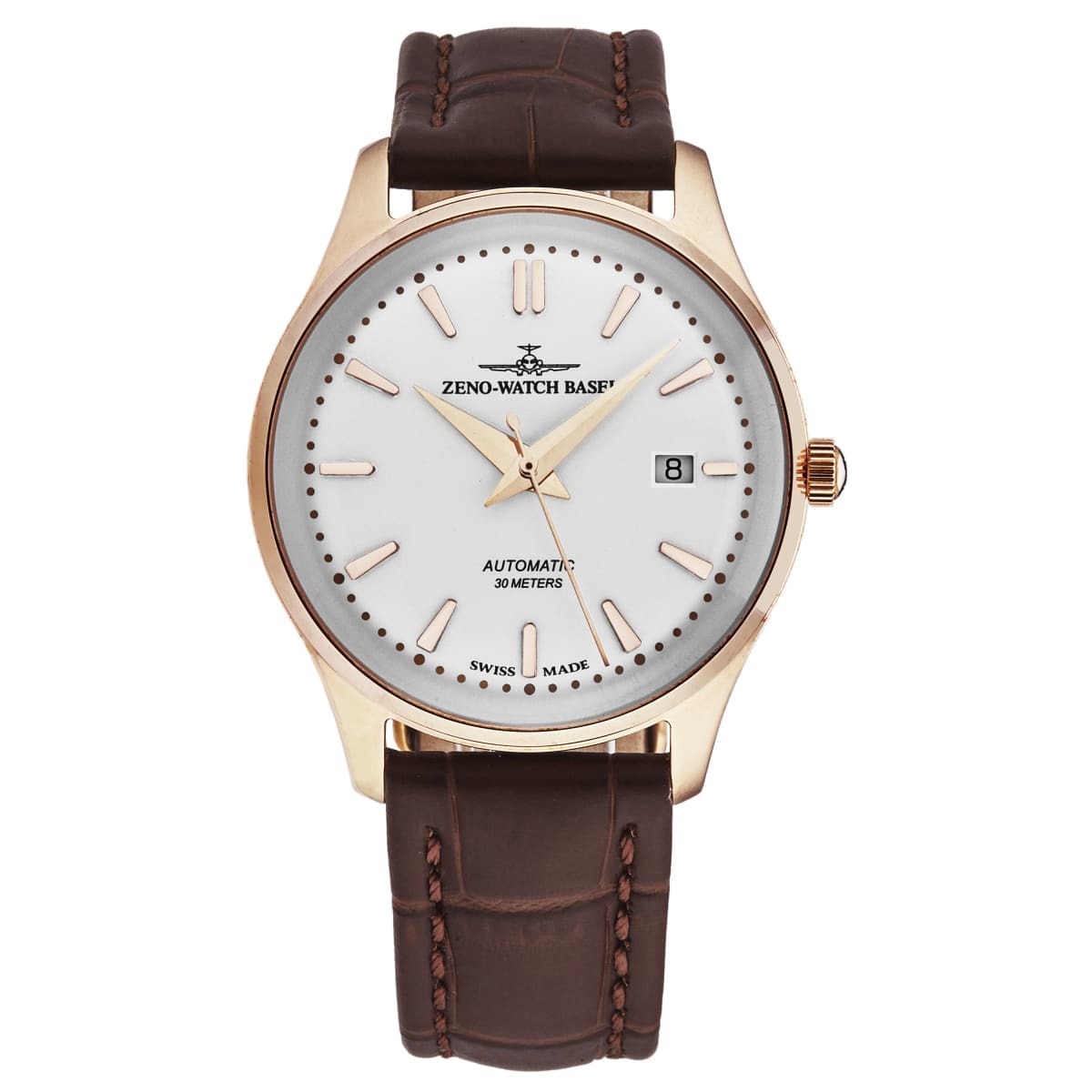 Zeno Men’s ’Jules Classic’ Limited Edition White Dial Brown Leather Strap Automatic Watch 4942-2824-PGRG2 - On sale