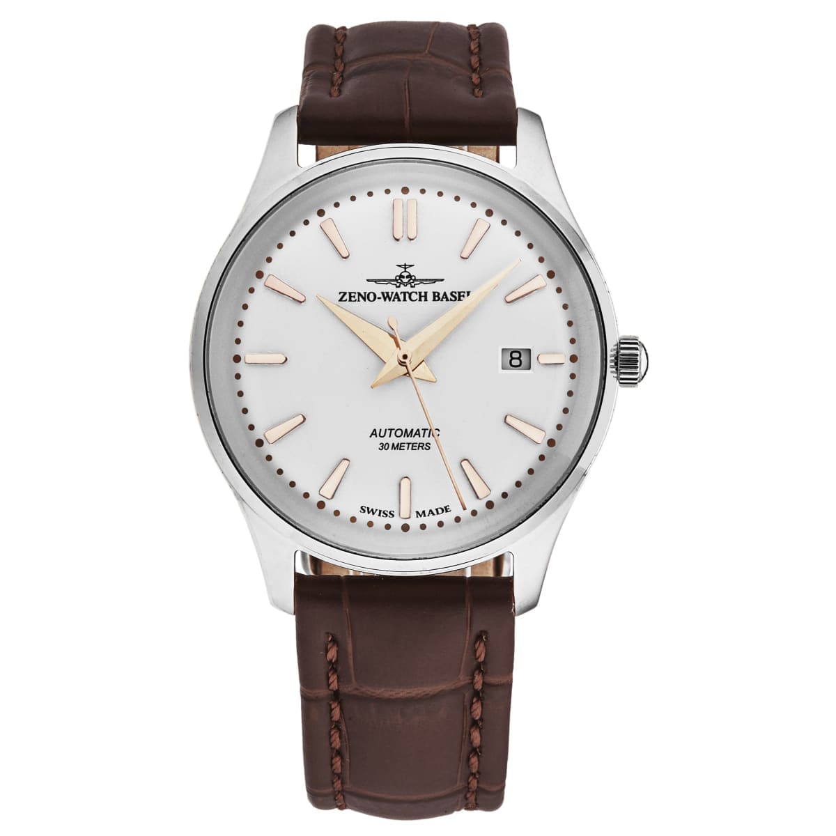 Zeno Men’s ’Jules Classic’ Limited Edition White Dial Brown Leather Strap Automatic Watch 4942-2824-G2 - On sale