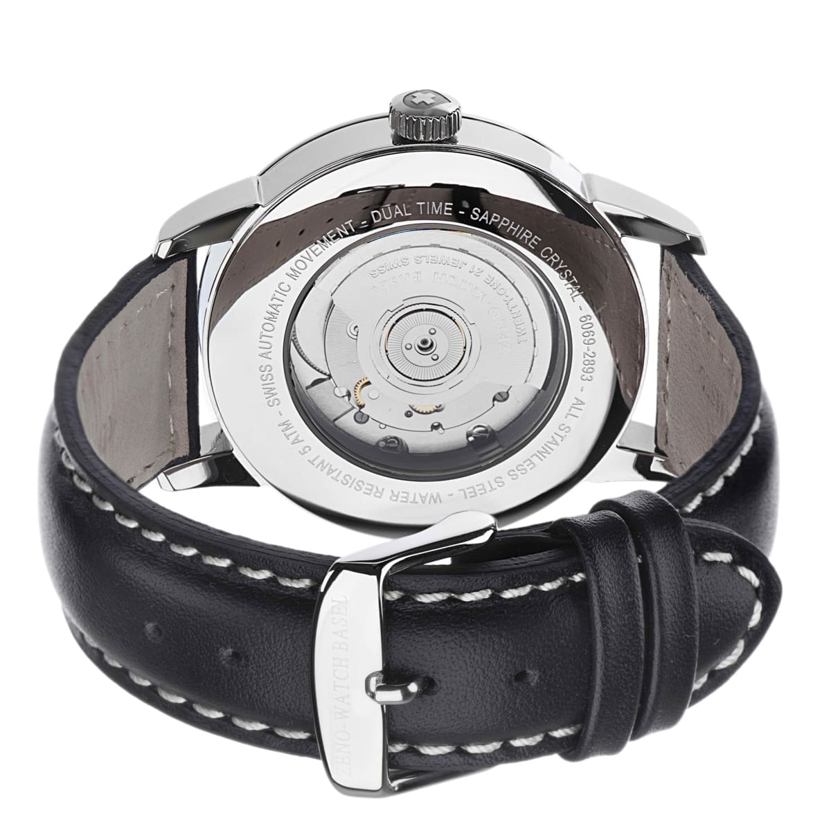 Zeno Men’s ’Magellano’ Silver GMT Dial Black Strap Automatic Watch - On sale